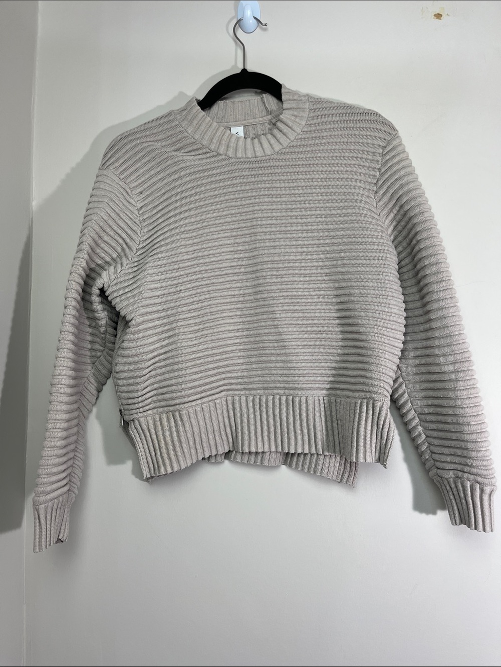 Varley Ribbed Crewneck Sweater in Light Taupe